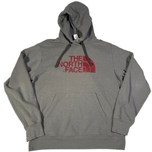 The North Face Mens Gray Hoodie Pullover Logo Graphic Long Sleeve Size L